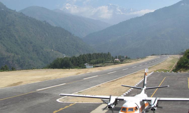 Phaplu Airport with Mt. Number (Dudhkunda) in Background